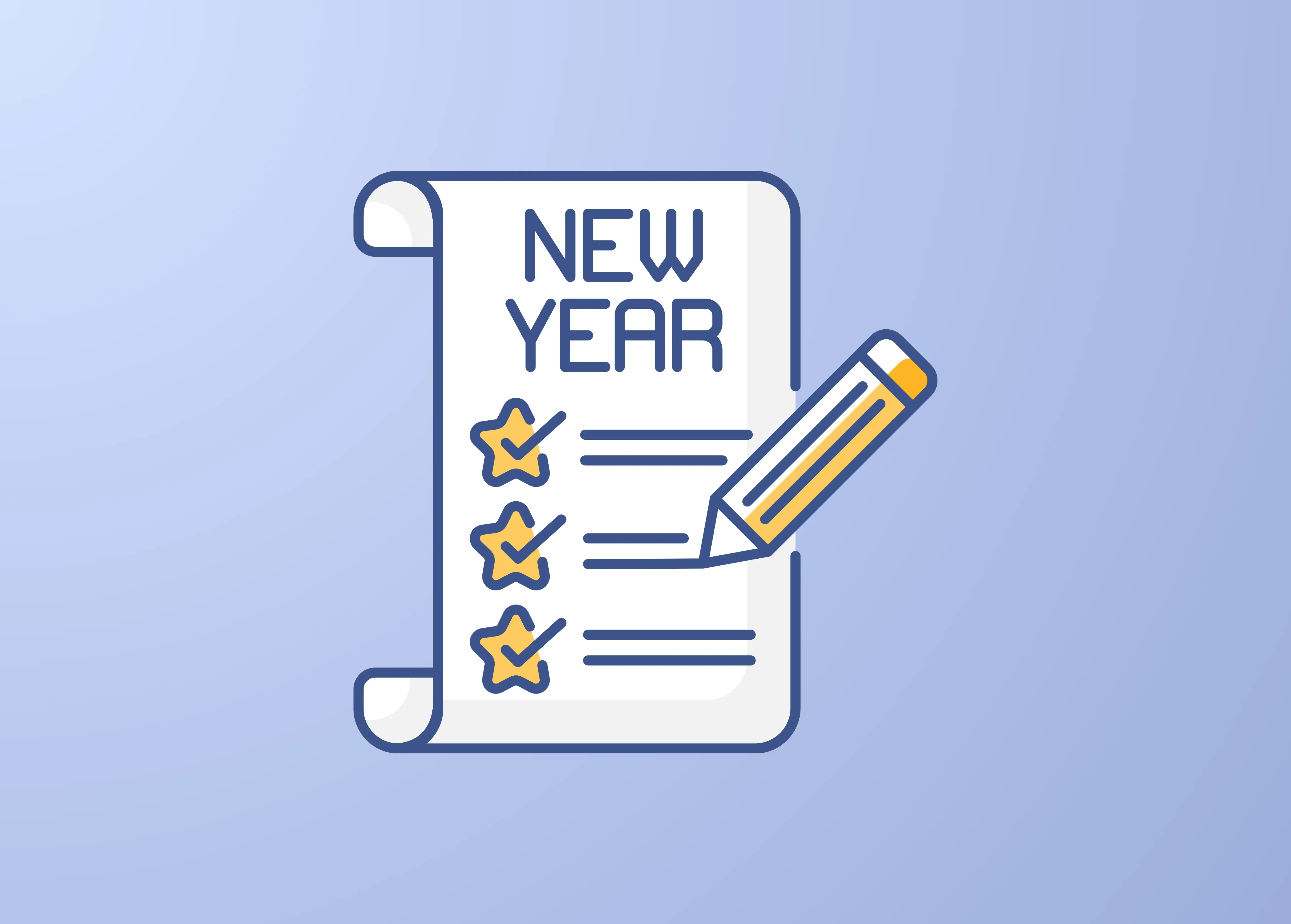 New Year Checklist on a purple background