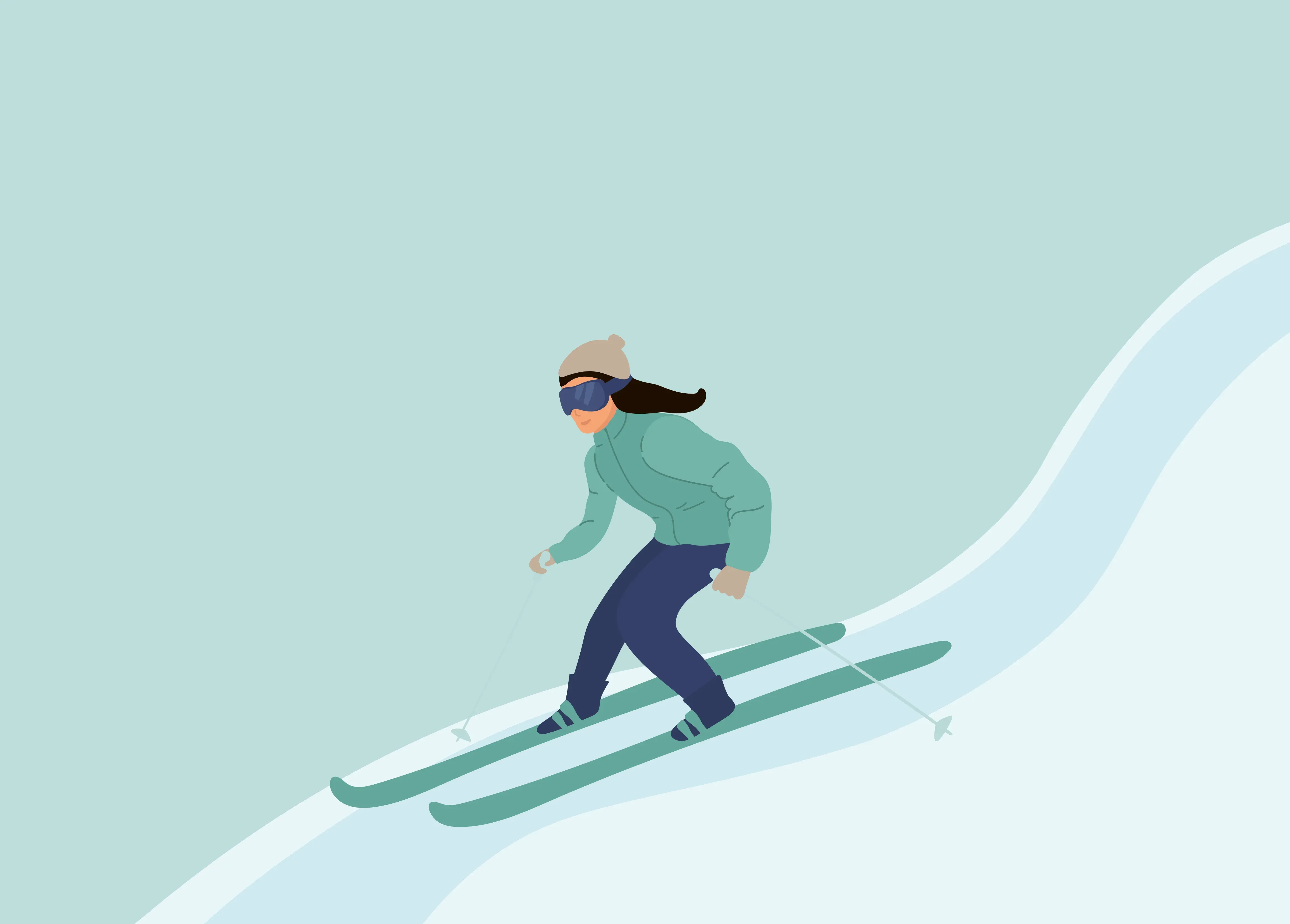 Woman skiing on a snowy mountain
